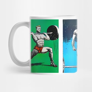 Bodybuilder gym boy with dumbbells Mug